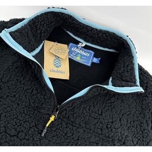 Chubbies Night Night 1/4 Zip Fleece Men's Small Black High Pile Sherpa Pullover